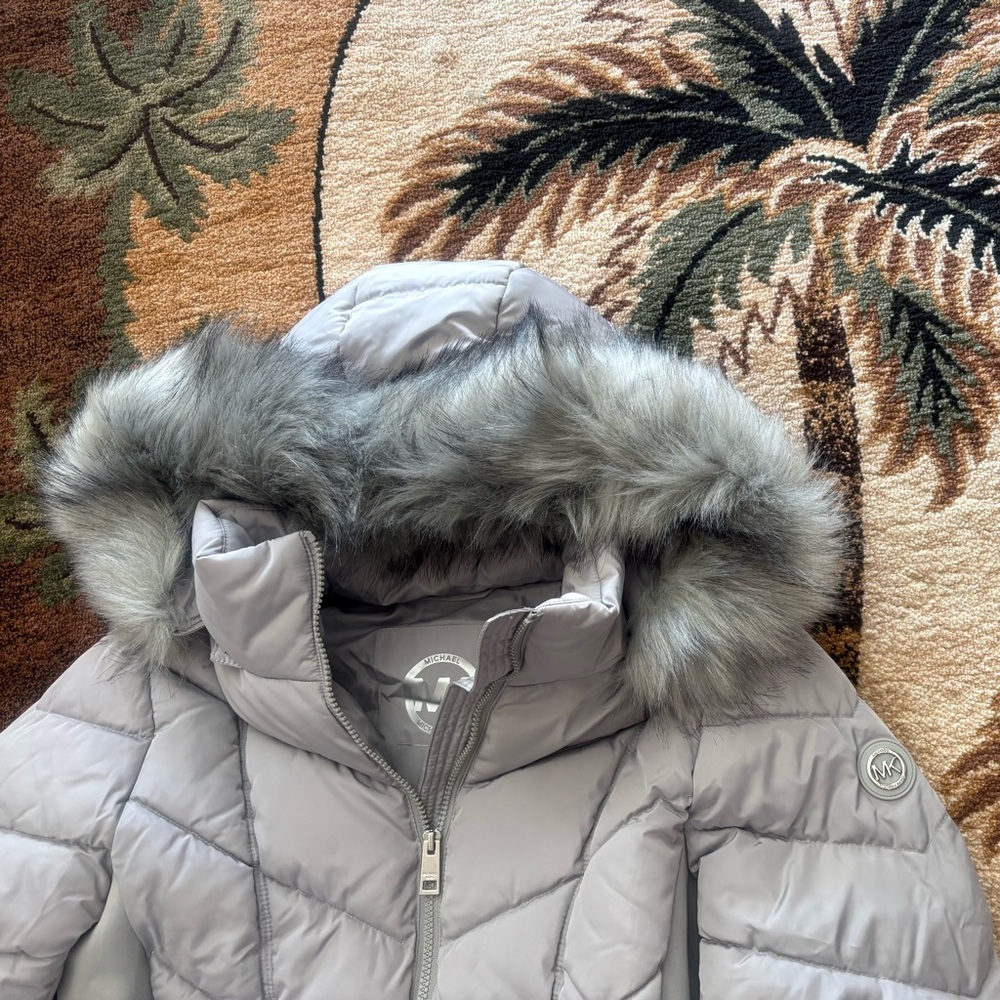 Michael Kors 💅❄️ Nickel MK Winter Coat Jacket Fur Hood Size M NWT $275